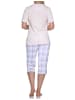 NORMANN Schlafanzug kurzarm karierter Capri Hose Jersey - 78819 in rosa