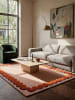 KADIMA DESIGN Teppich Wolle für Fußbodenheizung WAVENEY retro Wohnzimmer Diele in Orange