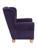 58 aufm Kessel OHRENBACKENSESSEL Kasha Bezug Veloursstoff Buche natur / violett
