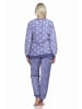 NORMANN langarm Schlafanzug Bündchen Coralfleece Tupfen - 76751 in blau