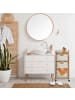 relaxdays Badregal mit Wäschekorb in Natur/ Beige - (B)43,5 x (H)96 x (T)33,5 cm