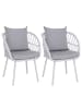 MCW 2er-Set Gartenstuhl Q38 Seilgeflecht, Gestell hellgrau, Polster hellgrau