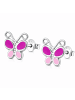 schmuck23 Ohrringe 925 Silber Schmetterling in Pink