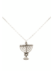 Gemshine Halskette mit Anhänger Jüdischer Menorah Kerzenleuchter in silver coloured