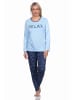 NORMANN Pyjama Schlafanzug lang Tupfen - 77394 in hellblau