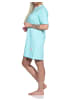 NORMANN kurzarm Nachthemd Flamingo und Knopfleiste am Hals - 73138 in helltürkis