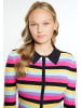 myMo Damen Cropped Strickjacke in Schwarz Mehrfarbig