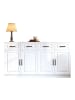ABRIHOME Sideboard in Weiß 160x40x80 cm mit 4 Türen 4 Schubladen Geriffeltem Design