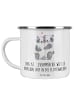 Mr. & Mrs. Panda Camping Emaille Tasse Liebe Flitterwochen mit S... in Weiß