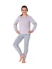 NORMANN Frottee Pyjama langarm Bündchen Schlafanzug Herz - 71579 in Grau