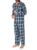 NORMANN Lange Flanell Schlafanzug Pyjama kariert - 76500 in marine