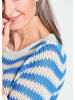 GOLDNER Halbarm Streifenstrick-Pullover in weiß / blau / gemustert