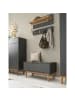 home24 home24 Wandgarderobe (1er Set) - Weiß - MDF & Edelstahl - 76.0 x 30.0 x 25.0 cm in Grau