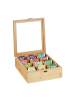relaxdays Teebox in Natur - (B)26,5 x (H)9,5 x (T)28,5 cm