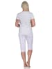 NORMANN Capri Pyjama Schlafanzug Streifen Hose & Rundhals - 79877 in grau