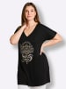 sheego Kurzarm-Shirt in schwarz-sesam-bedruckt