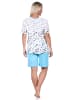 NORMANN kurzarm Shorty Schlafanzug Pyjama TupfenPunkte - 72799 in blau