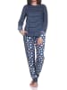 NORMANN Langarm Schlafanzug Pyjama Bündchen Streifen in marine