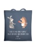 Mr. & Mrs. Panda Strandtasche Hase Igel mit Spruch in Indigo Blue