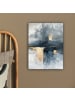 MuchoWow Leinwand Bilder Abstrakte Kunst gold grau