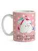 Mr. & Mrs. Panda Keramiktasse Einhorn Mitteilung mit Spruch in Rot Pastell