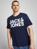 Jack & Jones Logo T-Shirt Plus Size Kurzarm Übergrößen Shirt JJECORP in Navy