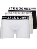 Jack & Jones Set 3er Pack Sense Trunks Boxershorts Stretch Unterhose in Weiß-Grau-Schwarz