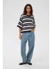 Soaked in Luxury Strickpullover SLSpina Baggy fit in India Ink and White Stripe