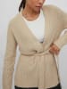 Vila Feinstrick Cardigan Stretch Jacke mit Gürtel VIFELO in Beige