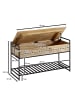 KADIMA DESIGN Flurbank mit Stauraum | Mango Massiv/Metall, 90x52cm, Braun in Beige