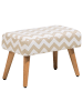 Beliani Hocker TAKOMA in Beige/Weiß/Heller Holzfarbton - (W) 50 x (H) 35 x (L) 30 cm
