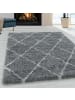 KADIMA DESIGN Teppich Hochflor Shaggy Geometrisch Polypropylen Wohnzimmer in Grau