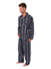 NORMANN Lange Flanell Schlafanzug Pyjama kariert - 88128 in marine/rot