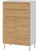 KADIMA DESIGN Kommode mit Schubladen, 60x34x97 cm, Badezimmerschrank, Weiß/Braun
