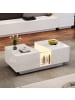 ABRIHOME LED-Couchtisch mit 2 Schubladen und Acrylplatte in Weiß