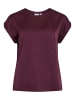 Vila Satin Blusen T-Shirt Kurzarm Basic Top Glänzend VIELLETTE in Bordeaux