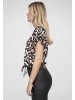 Cloud5ive Cloud5ive Top withknot detail and leo print in black/white