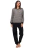 NORMANN Frottee Pyjama Schlafanzug Bündchen Streifen - 50024 in Grau