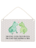 Mr. & Mrs. Panda Schild Frosch Liebe mit Spruch in Grau Pastell