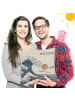 Mr. & Mrs. Panda Kopfkissen Welle indigoblau Design mit Spruch in Weiß