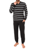 NORMANN Langarm Schlafanzug Pyjama Bündchen Streifen - 84140 in dunkelgrau