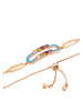 faina Women Box Chain Bracelet With Rhinestones in Rose Gold Multicolor
