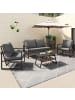 ABRIHOME Gartenlounge Set mit Glas-Tisch in Schwarz für 4 Personen
