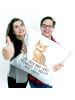 Mr. & Mrs. Panda 40 x 40 Kissen Hund Glück mit Spruch in Weiß
