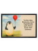 Mr. & Mrs. Panda Bodenvorleger Pinguin Luftballon Design mit Spruch in Weiß