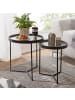 KADIMA DESIGN Beistelltisch 2er-Set | ø50/36cm, Spiegelglas, Schwarz