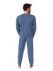 NORMANN Langarm Schlafanzug Pyjama Bündchen Minimalprint in blau