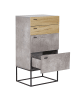 Beliani Kommode ACRA in Grau/Schwarz/Heller Holzfarbton - (W) 52 x (H) 106 x (L) 41 cm