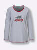 Comtessa Schlafanzug-Shirt in grau-meliert-rot