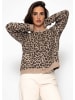 SASSYCLASSY Cardigan mit Leo-Muster in Beige